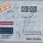 Dt. Reich Luftpost Brief MiNr 527 MeF Hamburg nach Johannesburg Südafrika 1937