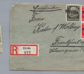 Dt. Reich Einschreiben Brief - Hindenburg - Eltville nach Frankfurt a M 1940