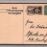 Dt. Reich Postkarte - Volksabstimmung im Saargebiet + SST Saarbrücken 13.1.1935