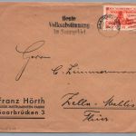 Dt. Reich Brief - Volksabstimmung im Saargebiet + SST Saarbrücken 13.1.1935