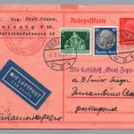 DR Rohrpostkarte MiFr mit 13 . Zeppelin SA Fahrt nach Pernambuco 1936