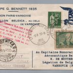 Frankreich Ballonpost Gordon Bennett + Zuleitung UDSSR nach Belgien 1935