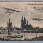 Ansichtskarte Luftschiffmanöver Zeppelin über Köln 1910 nach Aachen
