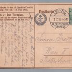 Ansichtskarte Zeppelin über dem XII Turnfest in Leipzig 1913 nach Wien