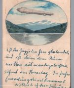 Gemalte Ansichtskarte Zeppelin Luftschiff LZ 15 - Karlsruhe 1913