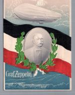 Patriotische Ansichtskarte Zeppelin Uster Schweiz nach St Gallen 1908
