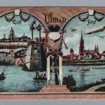 Ansichtskarte Zeppelin über Ulm - Erinnerung Flugversuch 1811 - Feldpost 1918