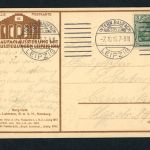offizielle Postkarte Bauchfachausstellung Leipzig 1913 - Burg-Cafe mit Stempel