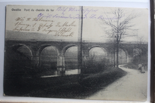AK Onville Pont du chemin de fer Feldpost 1915 gebraucht #PF379