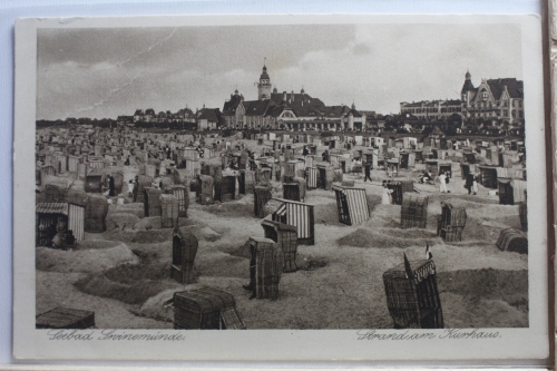 AK Seebad Swinemünde Strand am Kurhaus ungebraucht #PE648