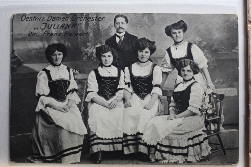 AK Deutschland Oesterr. Damen Orchester "Juliana" 1911 gebraucht #PE987