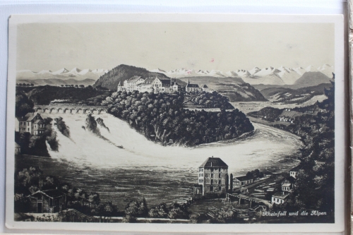 AK Rheinland und die Alpen Künstlerkarte 1928 gebraucht #PE991