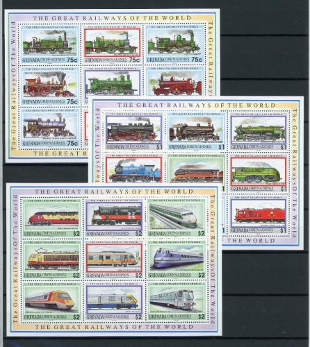 Grenada/Grenadinen Kleinbogen 1500-1526 postfrisch Eisenbahn #IM061