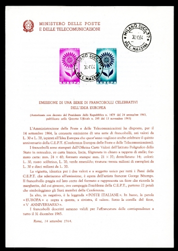 Italien Ministerblatt 1164-1165 gestempelt Cept 1964 #IX526