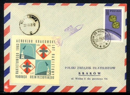 Polen Raketenpost Experimental-Rakete 1963 Krakau #JS530