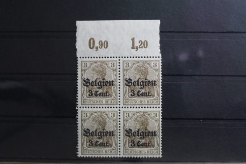 Deutsche Besetzung 1. WK Belgien 11 postfrisch als 4er Einheit mit OR #SU796