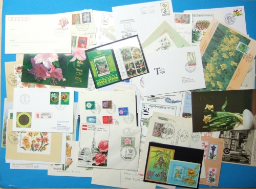 Lot Motiv Blumen 50 Belege/ Briefmarken