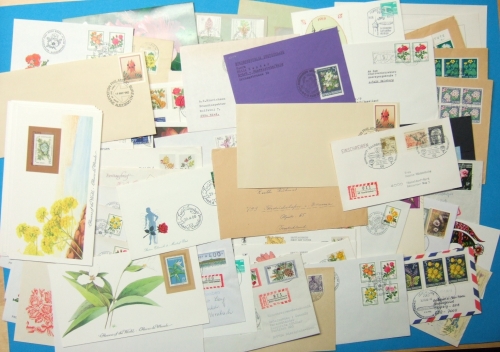 Lot Motiv Blumen 50 Belege/ Briefmarken Blumen #GU550