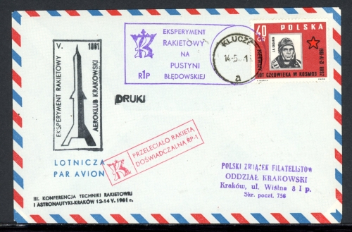 Polen Raketenpost Experimentalrakete 14.5.1961