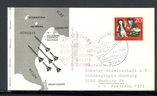 Bund Raketenpost DRG Höhenrakete Sahlenburg 1963 #HD051