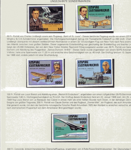 Zentralafr. Rep. 501-505B postfrisch Flugzeug #GI606