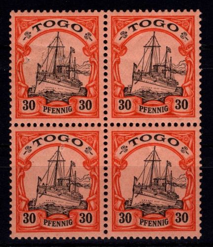 Deutsche Kolonien Togo 12 postfrisch als 4er Block, gefaltet #DGI45