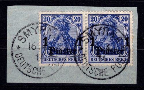 Deutsche Auslandspostämter Türkei 38 gestempelt Paar, Vollstempel Smyrna #DHG74