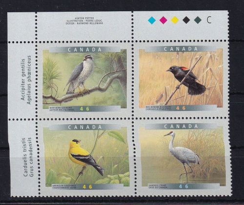 Kanada 1743-1746 als Viererblock postfrisch Einheimische Vögel #DHS84