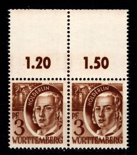 Französische Zone Württemberg 2 OR als Paar postfrisch Type I+II #DIE51