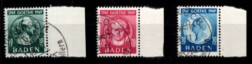 Französische Zone Baden 47-49 gestempelt vom Seitenrand #DIE79