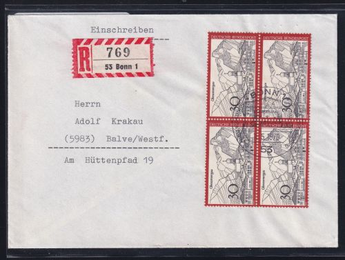 BRD Bund 622 auf Brief als Mehrfachfrankatur vom Ersttag #DIO91
