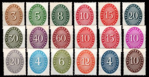 Deutsches Reich Dienstmarken 114-131 mit Falz #DIP44