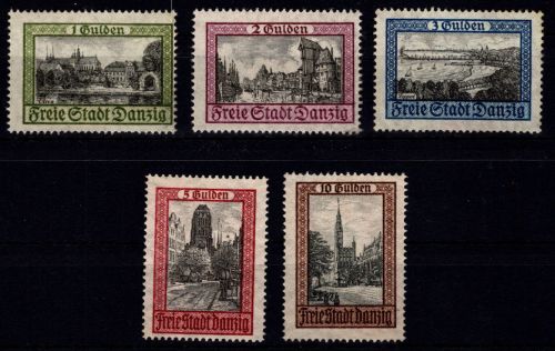 Danzig 207-211 postfrisch teilweise geprüft Kniep BPP #DIS02