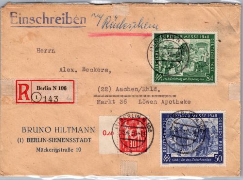 DDR 244 u.a. auf Brief Einschreiben Rückschein #DJG91