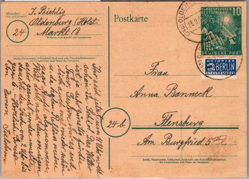 BRD Bund PSO 1 als Ganzsache mit Tagesstempel Oldenburg #DJJ50
