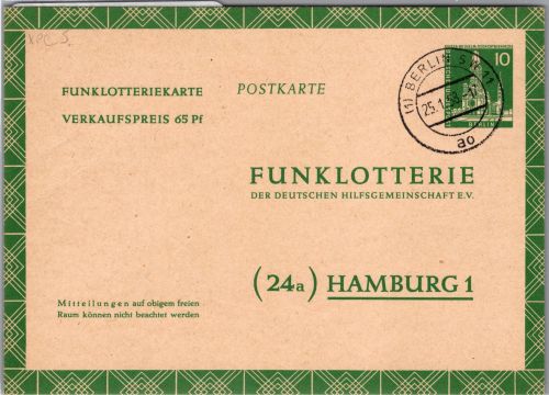 Berlin FP 5 als Ganzsache gelaufen #DJJ87