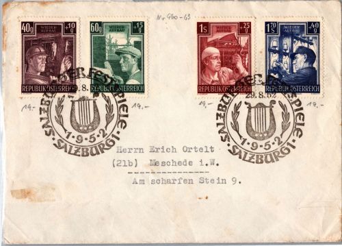 Österreich 960-963 auf Brief als Satzbrief mit Sonderstempel #DJK29