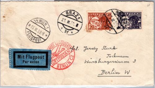 Österreich 474, 475 auf Brief mit Flugpost #DJK45
