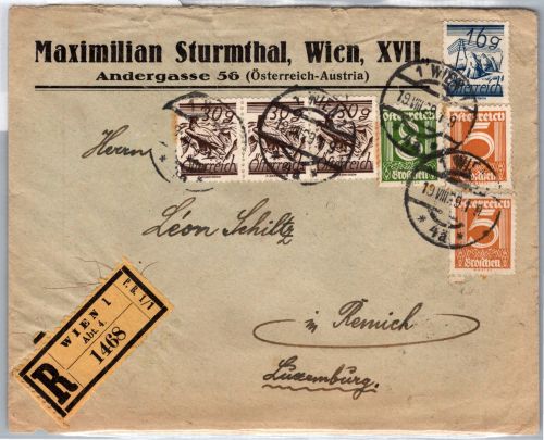 Österreich 461 u.a. auf Brief Einschreiben Ausland #DJK47