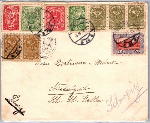 Österreich 291 A u.a. auf Brief in die Schweiz #DJK54