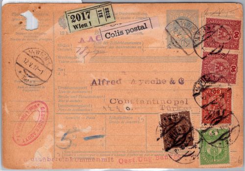 Österreich 186, 191, 198, 197 auf Paketkarte #DJK57