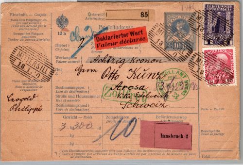 Österreich 144, 153 auf Paketkarte #DJK59