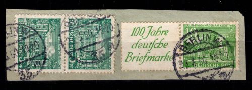 Berlin Zusammendrucke W 9, 44 senkr. Paar gestempelt auf Briefstück #DJK85
