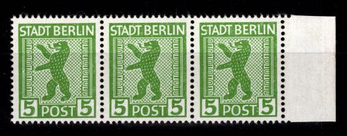 SBZ 1 A VII postfrisch Plattenfehler linke Marke #DJL00