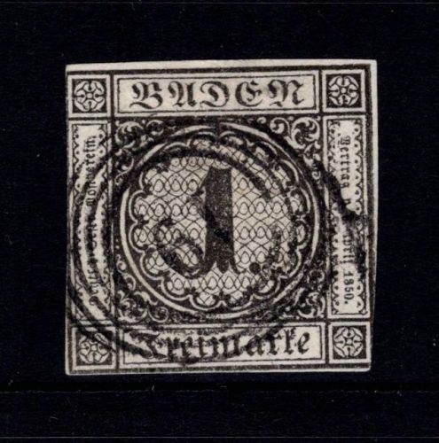 Baden 5 gestempelt 2 seitig berührt, N5 19 "Bruchsal" #DIY92