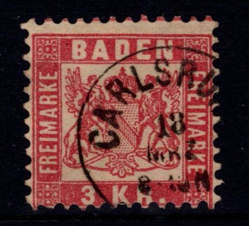 Baden 24 gestempelt mit Einkreiser Carlsruhe #DIZ43