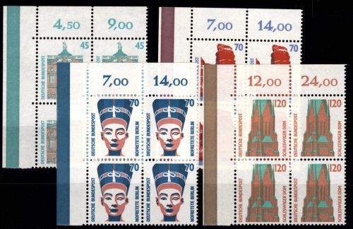 BRD Bund 1374-1375, 1468-1469 Ecke 1 postfrisch als Viererblock Eckrand #DJO88