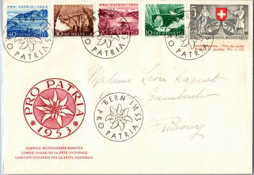 Schweiz 580-584 als Ersttagsbrief Sonderstempel Pro Patria #DJP18