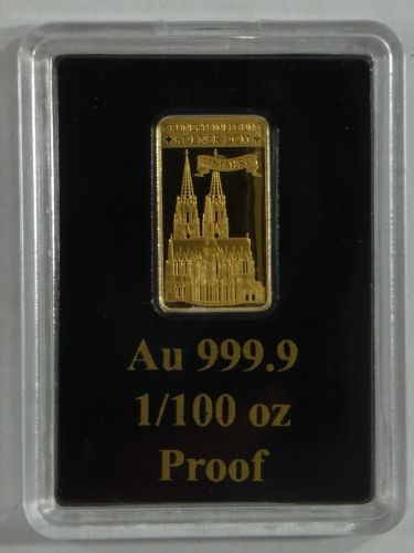 Goldbarren Motiv 775 Jahre Kölner Dom, 999er Gold 1/100 oz,mit Zertifikat #EAA15