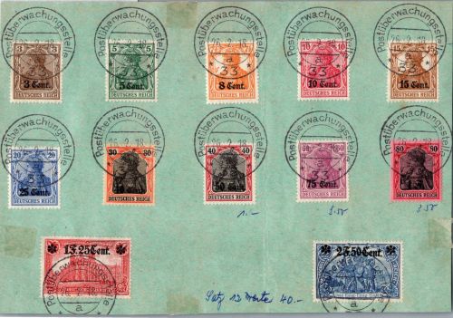 Deutsche Besetzung 1. WK Etappengebiet West 1-12 gestempelt auf Blatt #DJB33
